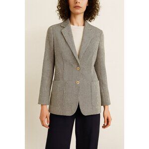 STILOSOPHY jacket blazer unstructured knit patch pockets career ivory black M